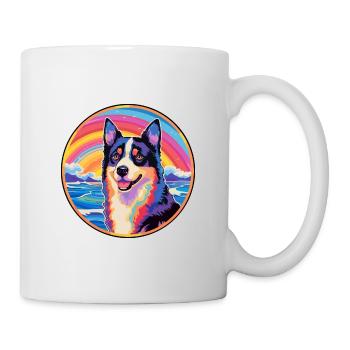 Karelian Bear Dog Breed Colorful Cartoon Watercolo - Mug - white - Right