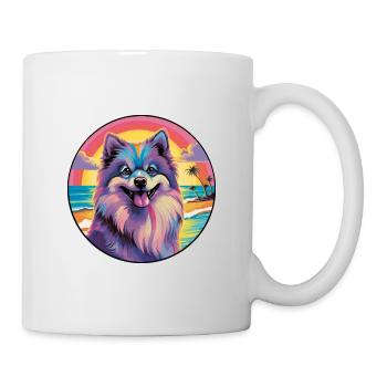 Keeshond Dog Breed Colorful Cartoon Watercolor - Mug - white - Right