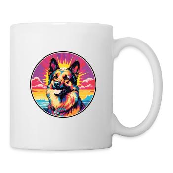 Roi Berger Chien Race Coloré Dessin Animé Watercolo - Mug blanc - blanc - Droite