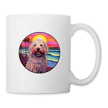 Komondor Dog Breed Aquarelle de dessin animé coloré - Mug blanc - blanc - Droite