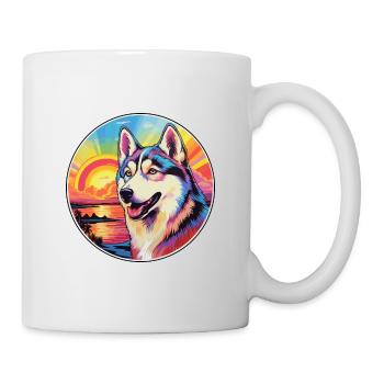 Labrador Husky Dog Breed Colorful Cartoon Watercol - Mug - white - Right