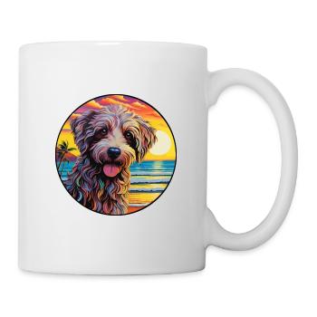 Labradoodle Dog Breed Colorful Cartoon Watercolor - Mug - white - Right