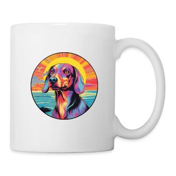 Lettische Jagdhundrasse Bunte Karikatur Watercolo - Tasse - Weiß - Rechts