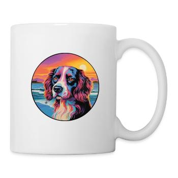 Landseer chien race coloré dessin animé aquarelle - Mug blanc - blanc - Droite