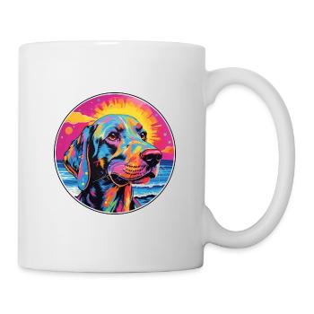 Leopard Hound Dog Breed Colorful Cartoon Watercolo - Mug - white - Right