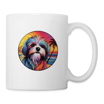 Maltais Shih Tzu Race De Chien Coloré Cartoon Waterc - Mug blanc - blanc - Droite