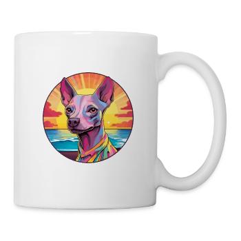Mexikanische haarlose Hunderasse bunte Karikatur Wasserc - Tasse - Weiß - Rechts