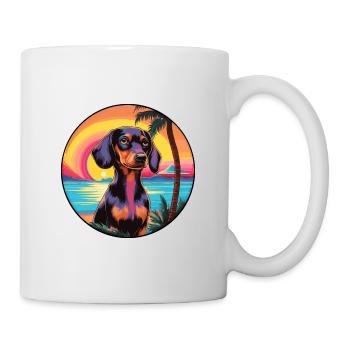Miniatur Dackel Hunderasse Bunte Karikatur Wat - Tasse - Weiß - Rechts