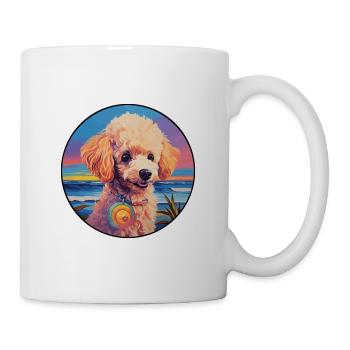 Miniatur-Pudel-Hunderasse Bunte Karikatur Wasserc - Tasse - Weiß - Rechts