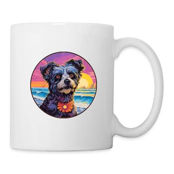 Mudi Hunderasse Buntes Karikatur Aquarell - Tasse - Weiß - Rechts