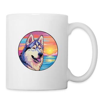 Northern Inuit Dog Breed Colorful Cartoon Watercol - Mug - white - Right