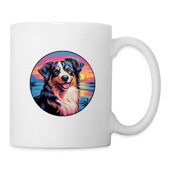Nordamerikanische Schäferhundsrasse Bunte Karikatur - Tasse - Weiß - Rechts