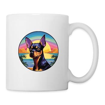 Miniatur Pinscher Hunderasse Bunte Karikatur Wate - Tasse - Weiß - Rechts
