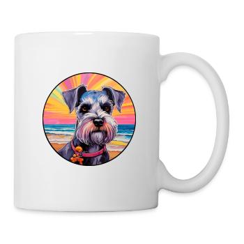 Schnauzer miniature chien race coloré dessin animé Wat - Mug blanc - blanc - Droite