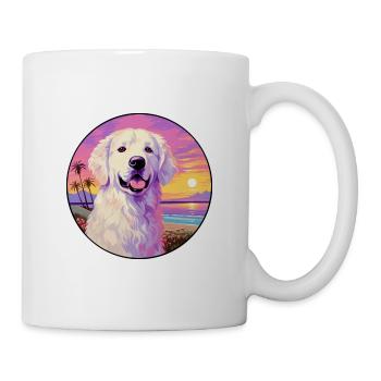 Kuvasz Chien Race Coloré Dessin Animé Aquarelle - Mug blanc - blanc - Droite