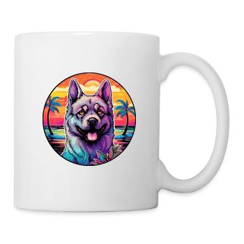 Norwegian Elkhound Dog Breed Colorful Cartoon Wate - Mug - white - Right