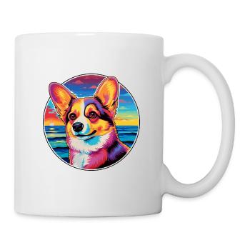 Pembroke Welsh Corgi Dog Breed Colorful Cartoon Wa - Mug - white - Right
