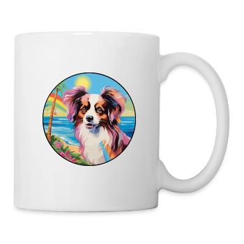 Papillon chien race coloré dessin animé aquarelle - Mug blanc - blanc - Droite