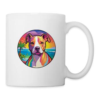 Pitbull Dog Breed Colorful Cartoon Watercolor - Mug - white - Right