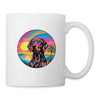 Plott Hund Hund Rasse bunte Karikatur Aquarell - Tasse - Weiß - Rechts