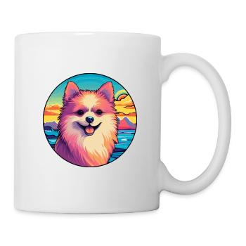 Pommersche Hunderasse buntes Karikatur-Aquarell - Tasse - Weiß - Rechts