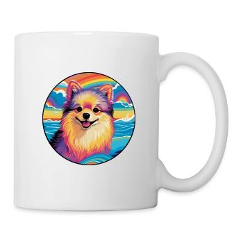 Pomeranian Spitz Hunderasse Bunte Karikatur Wasserc - Tasse - Weiß - Rechts