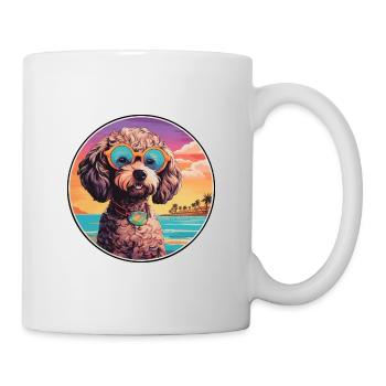 caniche chien race coloré dessin animé aquarelle - Mug blanc - blanc - Droite