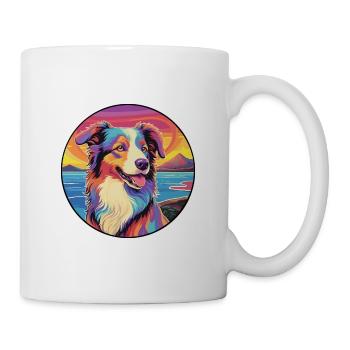 Scotch Collie chien race coloré dessin animé Watercolo - Mug blanc - blanc - Droite