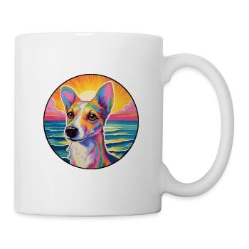 Portugiesische Podengo-Hunderasse Bunte Karikatur Wate - Tasse - Weiß - Rechts