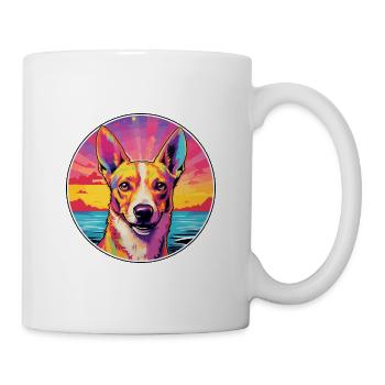 Portugiesischer Podengo Pequeno Hunderasse Bunter Wagen - Tasse - Weiß - Rechts