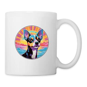 Rattenterrier Hunderasse bunte Karikatur Aquarell - Tasse - Weiß - Rechts