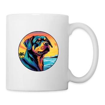 Rottweiler chien race coloré dessin animé aquarelle - Mug blanc - blanc - Droite