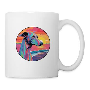 Rampur Greyhound Chien Race Coloré Cartoon Waterc - Mug blanc - blanc - Droite