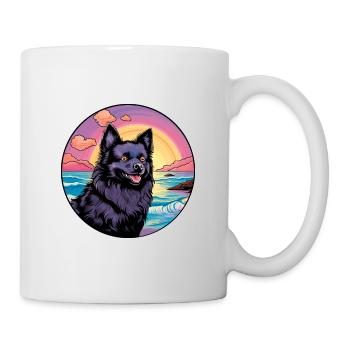 Schipperke chien race coloré dessin animé aquarelle - Mug blanc - blanc - Droite