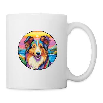 Sheltie Dog Breed Colorful Cartoon Watercolor - Mug - white - Right