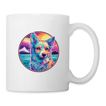 Shikoku Dog Breed Colorful Cartoon Watercolor - Mug - white - Right