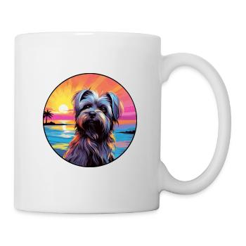 Skye Terrier Hunderasse bunte Karikatur Aquarell - Tasse - Weiß - Rechts