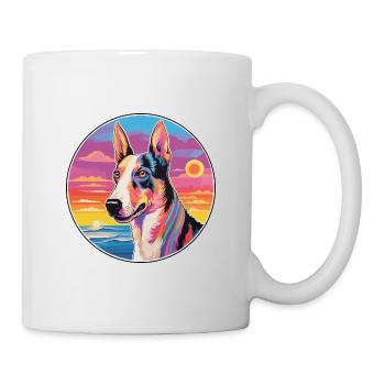 Glatter Collie Hund Rasse Bunte Karikatur Watercolo - Tasse - Weiß - Rechts