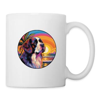 Saint Bernard chien race coloré dessin animé Watercolo - Mug blanc - blanc - Droite