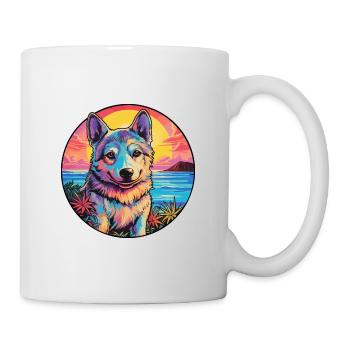 Tamaskan Dog Breed Colorful Cartoon Watercolor - Mug - white - Right