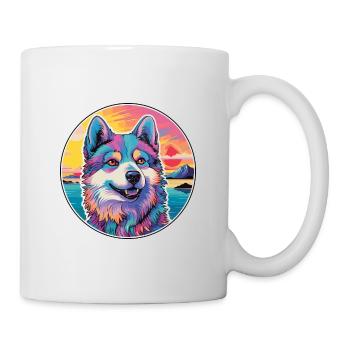 Siberian Laika Dog Breed Colorful Cartoon Watercol - Mug - white - Right