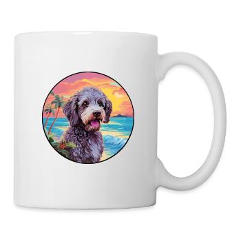 Spanischer Wasserhund Rasse Bunte Karikatur Watercolo - Tasse - Weiß - Rechts