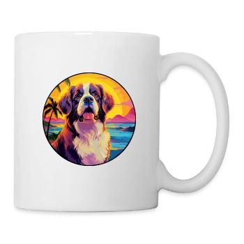 St Bernard chien race coloré dessin animé aquarelle - Mug blanc - blanc - Droite