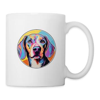 Serbian Tricolored Hound Dog Breed Colorful Cartoo - Mug - white - Right