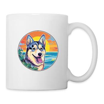 Suédois Vallhund Chien Race Coloré Cartoon Waterc - Mug blanc - blanc - Droite