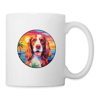 Welsh Springer Spaniel Dog Breed Colorful Cartoon - Mug - white - Right
