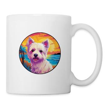 Westie chien race coloré dessin animé aquarelle - Mug blanc - blanc - Droite