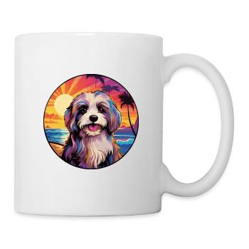 Tibetan Terrier Dog Breed Colorful Cartoon Waterco - Mug - white - Right
