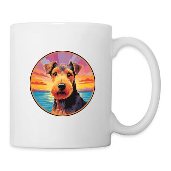 Welsh Terrier Chien Race Coloré Cartoon Watercolo - Mug blanc - blanc - Droite