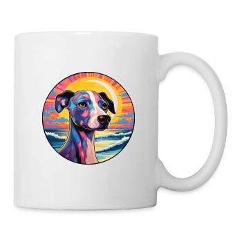 Whippet Hund Rasse bunte Karikatur Aquarell - Tasse - Weiß - Rechts